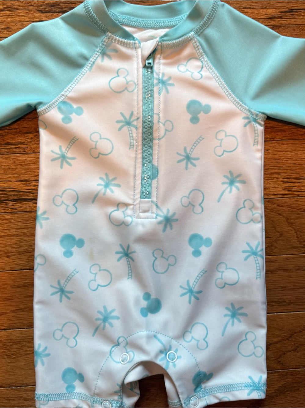 Disney Kids Long-Sleeve Rashguard Swimsuit - Aqua & White